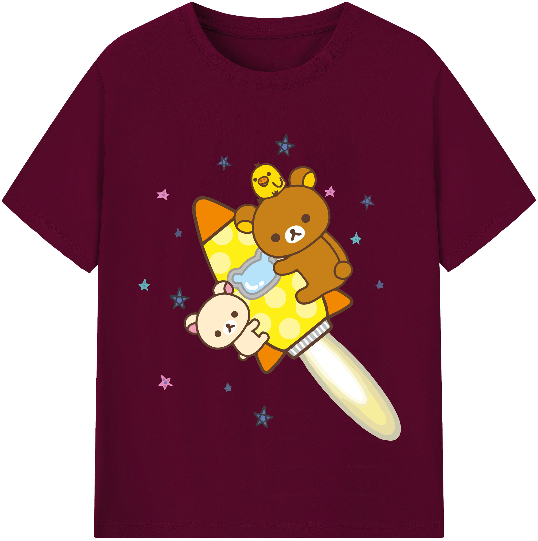 （画像用） リラックマ リラックマ キイロイトリ Rilakkuma Korilakkuma Kiiroitori レディースカジュアルプリントTシャツ（綿100％）